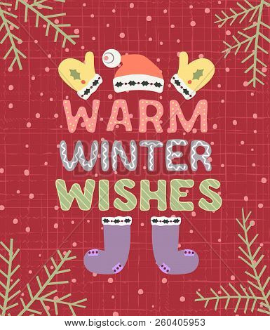 Christmas Holiday Decoration. Colorful Playful Cartoon. Doodle Showflake. Fancy Festive Lettering Wi