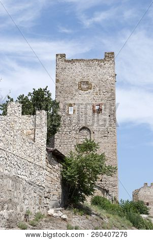 The Medieval Ruins Of The Genoese Fortress In Feodosiya, Republic Of Crimea