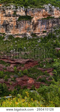 Photograph Of A Landscape Of Mountains Located In The North Of Spain. In The Town Of Siurana.