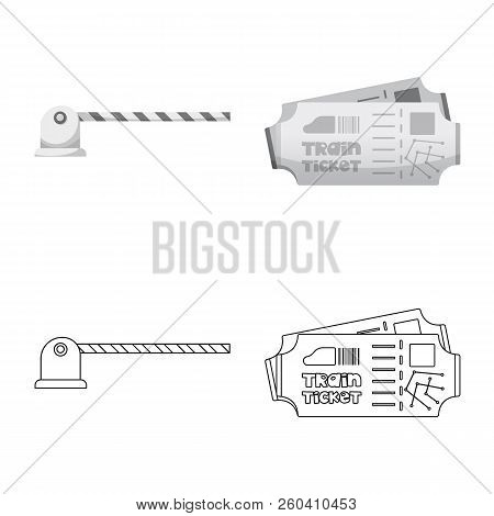 Vector Illustration Of Train And Station Logo. Collection Of Train And Ticket Vector Icon For Stock.
