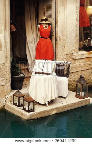 Venice, Italy - April 2012: Venetian Typical Architecture And Monumnets In Tiny Romantic Streets