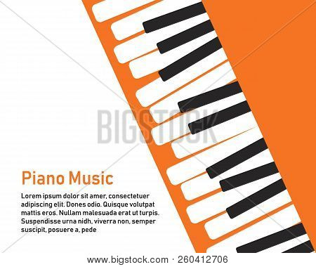 Grunge Black And White Piano Keyboard. Piano On An Orange Background  Stock Vector Illustration For 