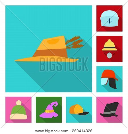 Isolated Object Of Headgear And Cap Logo. Collection Of Headgear And Accessory Vector Icon For Stock