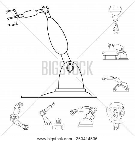 Vector Illustration Of Robot And Factory Logo. Set Of Robot And Space Vector Icon For Stock.