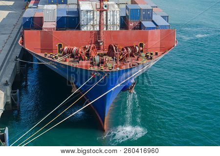 Mundra, India - December 31: Forecastle Of The Container Vessel In Port Of Mundra On December 31, 20