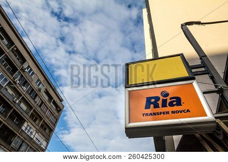 Belgrade, Serbia - September 27, 2018: Ria Logo On Their Main Exchange Office For Belgrade. Ria Is A