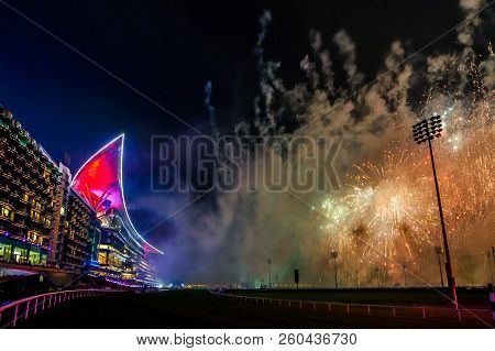 Dubai, Uae - Mar 28: Meydan Hotel In Dubai, Uae, As Seen On March 28, 2018. The Meydan Is The Worlds