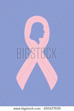 Ribbon With A Female Profile Vector Flat Art