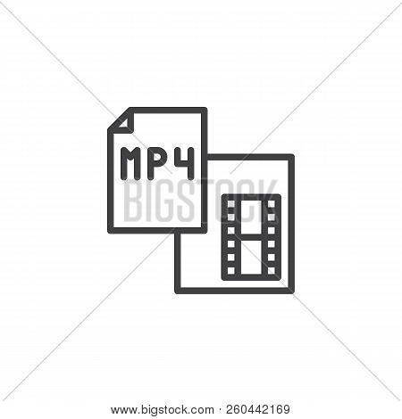 Mp4 File Format Outline Icon. Linear Style Sign For Mobile Concept And Web Design. File Document Mov