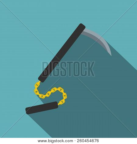 Kusarigama, Japanese Weapon Icon. Flat Illustration Of Kusarigama, Japanese Weapon Icon For Web  On 