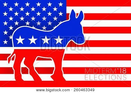 Washington, Usa, 24 September 2018 - Illustration Idea For Democrat Vote For The Us Midterm Election