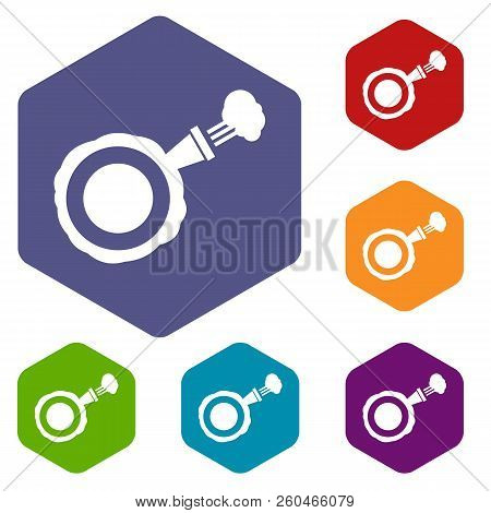 Whoopee Cushion Icons Set Rhombus In Different Colors Isolated On White Background