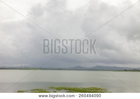 Landscape Of The Mountain Ranges Of Western Ghats At State Of Maharashtra Near Wakanda Dam In India.