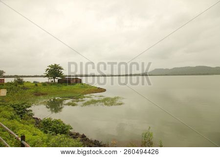Landscape Of The Mountain Ranges Of Western Ghats At State Of Maharashtra Near Wakanda Dam In India.