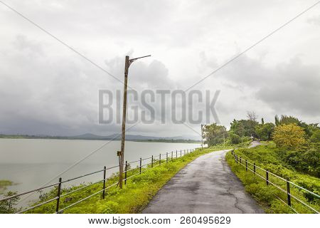Landscape Of The Mountain Ranges Of Western Ghats At State Of Maharashtra Near Wakanda Dam In India.