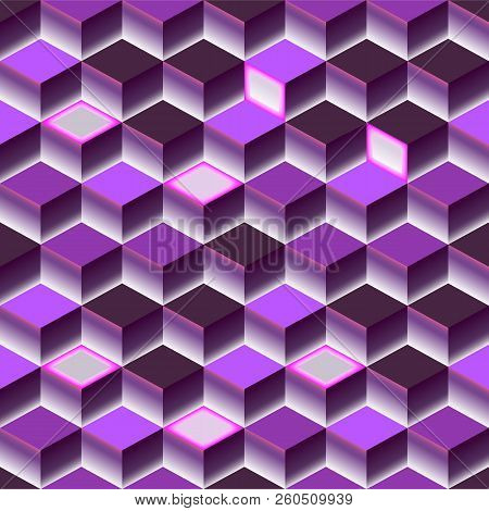 Brigt Violet Abstract Texture. Vector Background 3d Cube. For Cover, Book, Website Design, Poster, F