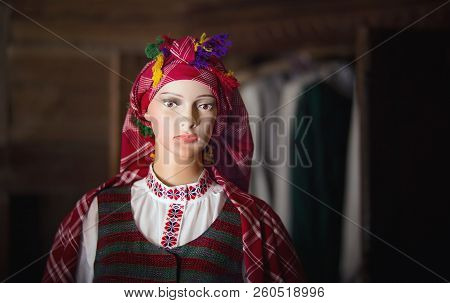 Female Model With Traditional Lithuanian Clothes, Typical From Samogitia Region.