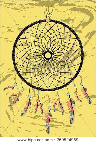 Dream Catcher Boho Native American Indian Talisman Dreamcatcher. Clothes Ethnic Tribal Design. Magic
