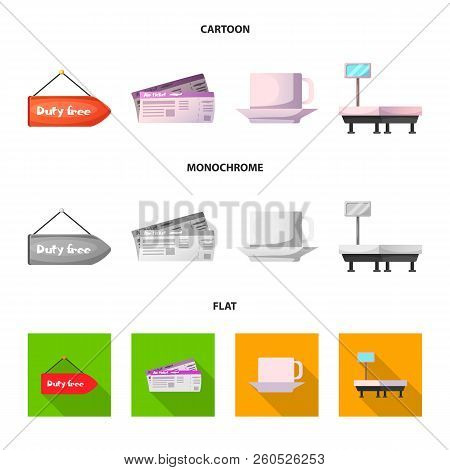 Vector Design Of Airport And Airplane Sign. Set Of Airport And Plane Stock Symbol For Web.