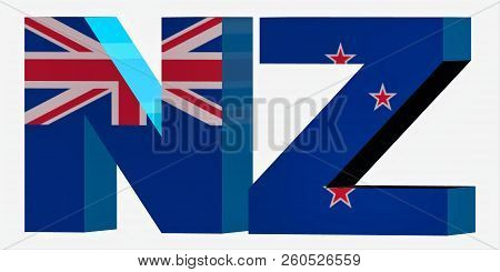 3d Standard Country Code Letters - Abbreviation Standart Code - New Zealand