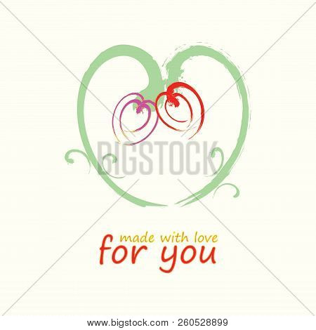 Vector Color Grunge Heart. Floral Decoretive Brush Design