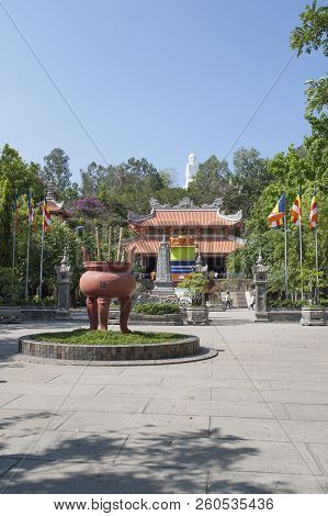 Long Son Pagoda Or Chua Long Son Is A Buddhist Temple In The City Of Nha Trang In South Vietnam