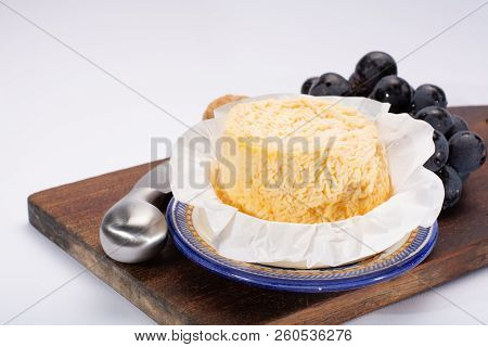 French Langres Soft Cows Crumbly Cheese With Washed Rind Structure Made In Champagne - Ardenne Regio