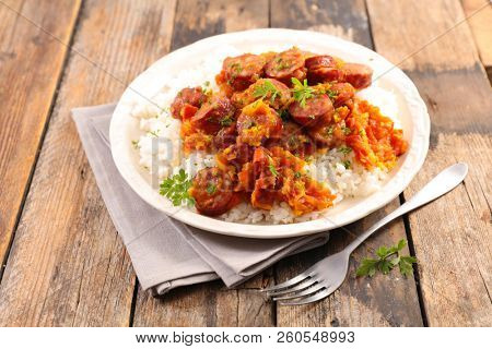 rougail saucisse, creole dish