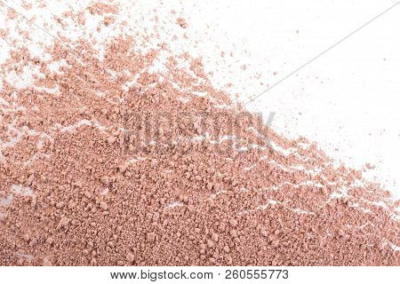 Cosmetic Background, Minerl Clay Texture. Pink Ask Dry Clay For Facecare And Bodycare. Isolated On A