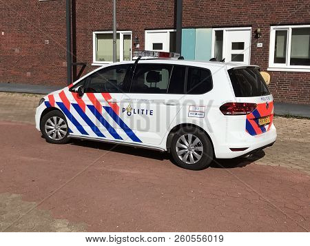 Almere Poort, The Netherlands - September 28, 2018: Dutch National Police Car Volkswagen Touran Park