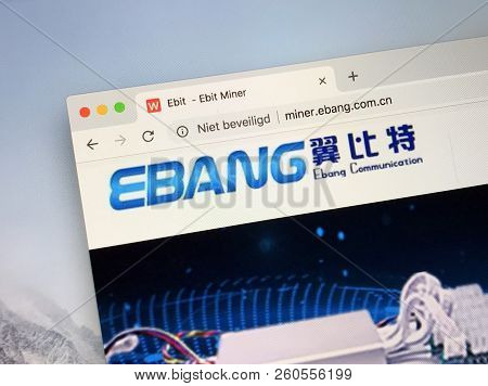 Amsterdam, The Netherlands - September 27, 2018: Website Of Zhejiang Ebang Communication Co, A High-