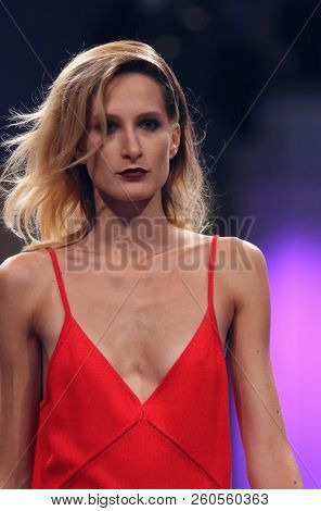 Kyiv, Ukraine - September 3, 2018: Model Presents A Creation By Designer T.mosca During Ukrainian Fa