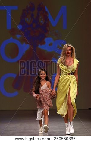 Kyiv, Ukraine - September 3, 2018: Models Present A Creation By Designer T.mosca During Ukrainian Fa