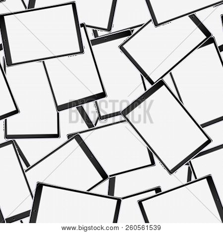 Texture, Seamless Pattern Of Smart Modern Smart Touchscreen Tablet Computers With Digital Volumetric