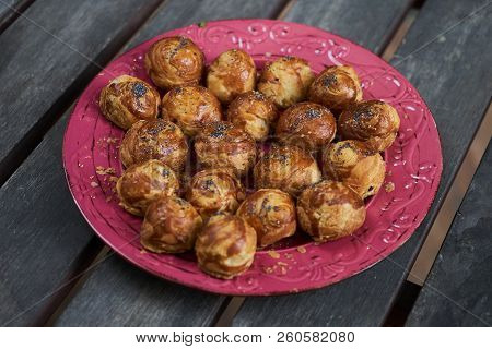 Azerbaijanian Cuisine Gogal On Plate On Wooden Table