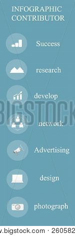 Info Graphic Contributor Vector With White Icon And Blue Less Color Background, Photograph, Design, 