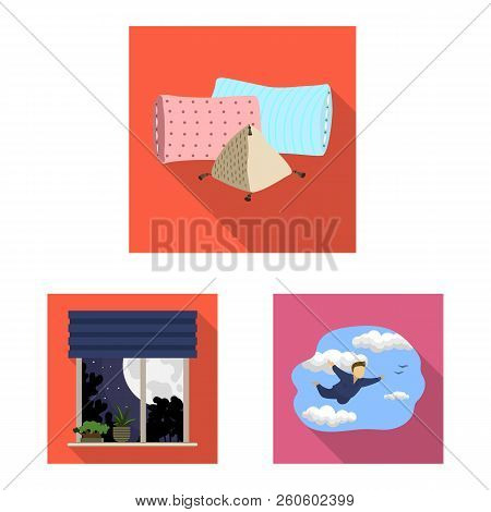 Vector Illustration Of Dreams And Night Logo. Set Of Dreams And Bedroom Vector Icon For Stock.