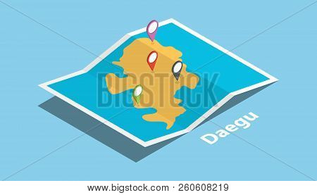 Deagu South Korea Explore Maps Location With Folded Map And Pin Location Maker Destination In Isomet