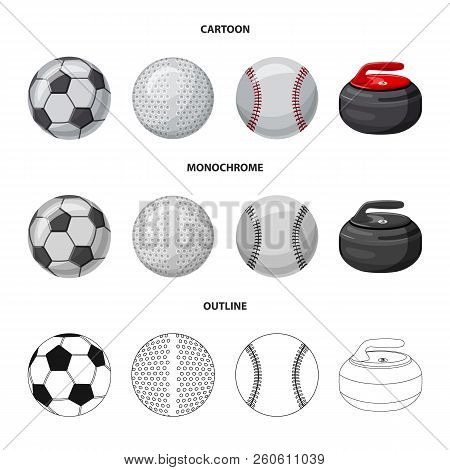 Vector Design Of Sport And Ball Symbol. Collection Of Sport And Athletic Vector Icon For Stock.