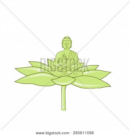 Drawing Sketch Style Illustration Of  Gautama Buddha,siddhartha Gautama Or Shakyamuni Buddha Or Simp