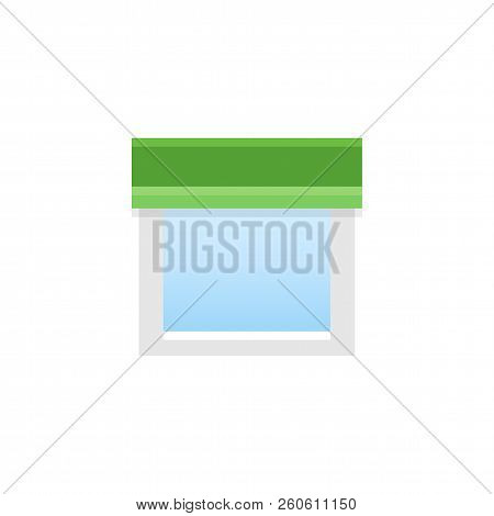 Green Straight Fabric Valance. Vector Illustration. Flat Icon Of Pelmet. Element Of Home & Office Wi