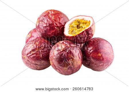 Passion Fruit Isolated On A White Background With Clipping Path