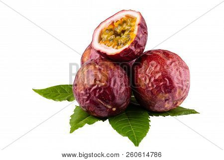Passion Fruit Isolated On A White Background With Clipping Path