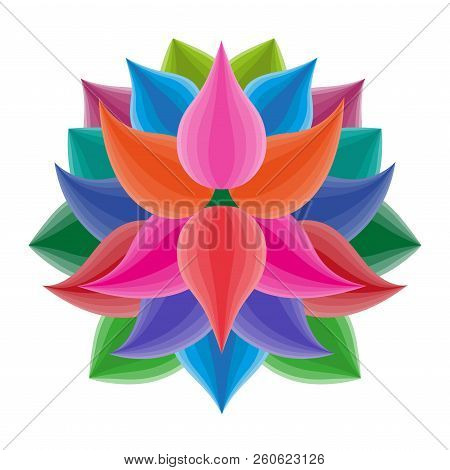 Beautiful Lotus Flower Symbol, Colorful Vector Icon, Brand Sign Symbol For Your Business, Lotos Icon