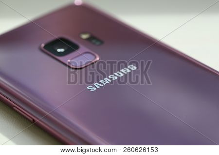 Minsk, Belarus - 29.09.2018 Smartphone Samsung Galaxy S9 Plius  Illustrative Editorial