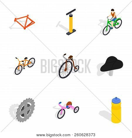 Biking Icons Set. Isometric 3d Illustration Of 9 Biking Icons For Web