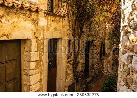 Old Buildings In The Picturesque Medieval City Of Eze Village In The South Of France Along The Medit