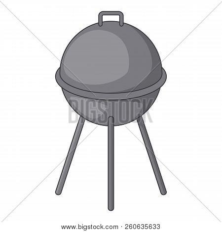 Kettle Barbecue Grill With Cover Icon. Cartoon Illustration Of Kettle Barbecue Grill With Cover Icon