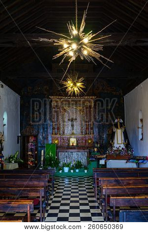 Puerto De La Cruz, Spain - July 19, 2018: The Interior Of Chapel (ermita) San Telmo Stands On A Rock