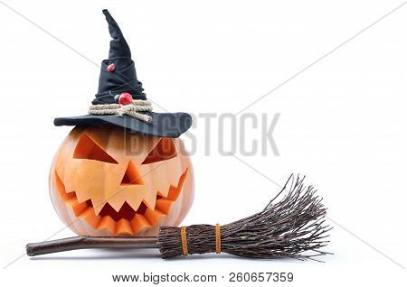 Jack's Head Of A Lantern Carved From Pumpkin For Halloween